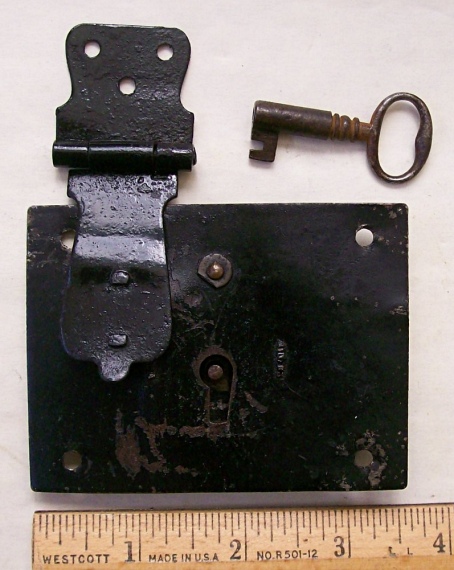 L103 - Early Iron Trunk Hasp Lock & Key - SOLD 01/2024