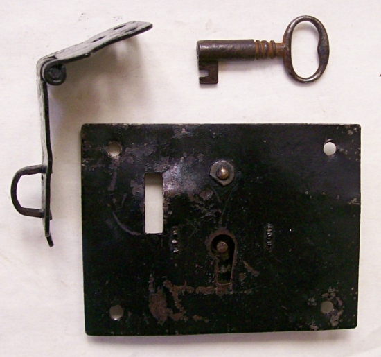 L103 - Early Iron Trunk Hasp Lock & Key - SOLD 01/2024