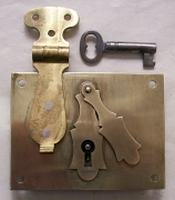 L110 - Rare Brass Trunk Hasp Lock & Key