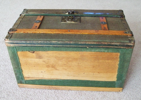 T116 - Antique Canvas Covered Doll Trunk - Click Image to Close