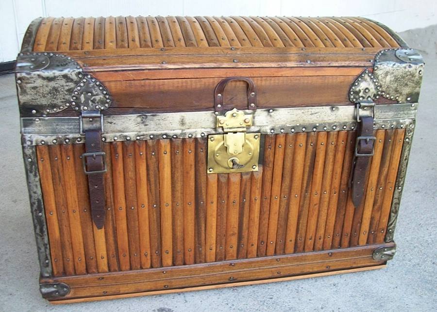 T101 - Rare Early Martin Maier Slat Trunk, 1870's - SOLD 02/2022