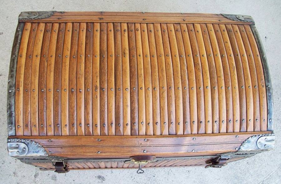 T101 - Rare Early Martin Maier Slat Trunk, 1870's - SOLD 02/2022