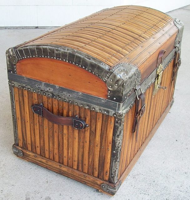 T101 - Rare Early Martin Maier Slat Trunk, 1870's - SOLD 02/2022