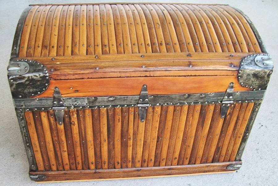 T101 - Rare Early Martin Maier Slat Trunk, 1870's - SOLD 02/2022 - Click Image to Close