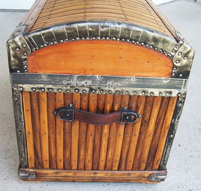 T101 - Rare Early Martin Maier Slat Trunk, 1870's - SOLD 02/2022