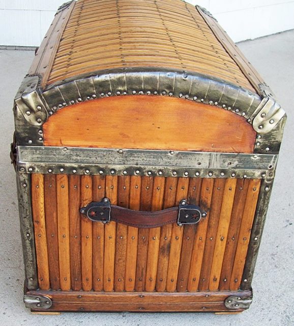 T101 - Rare Early Martin Maier Slat Trunk, 1870's - SOLD 02/2022