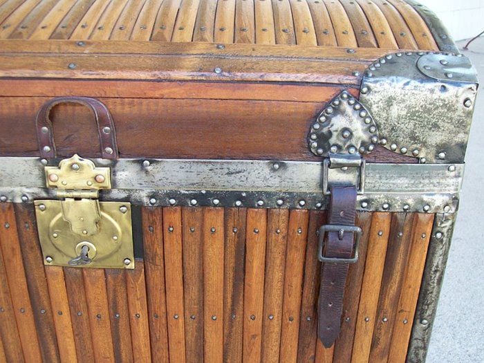 T101 - Rare Early Martin Maier Slat Trunk, 1870's - SOLD 02/2022