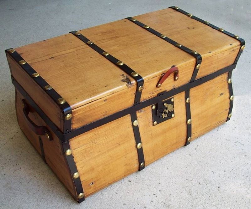 T100 - Rare Gold Rush Stagecoach Trunk, Ca. 1840's - SOLD