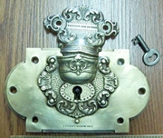 T103 - Ornate Brass Trunk Lock 1861