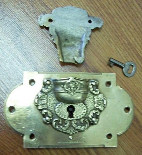 T103 - Ornate Brass Trunk Lock 1861 - SOLD 06/2022