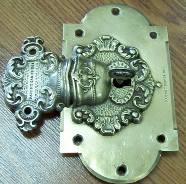 T103 - Ornate Brass Trunk Lock 1861 - SOLD 06/2022
