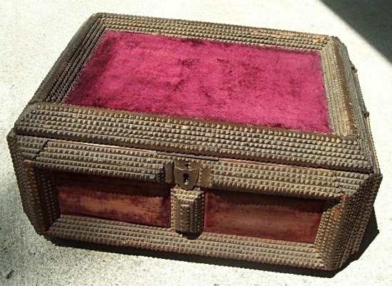 T112 - Antique Tramp Art Chest