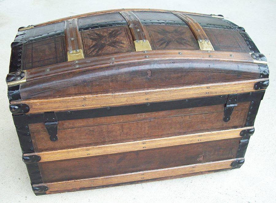 T115 - 1870's Tooled Leather Trunk - SOLD 04/2018