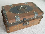 T118 - 1850's Document Box, Brass Tacks, Key!