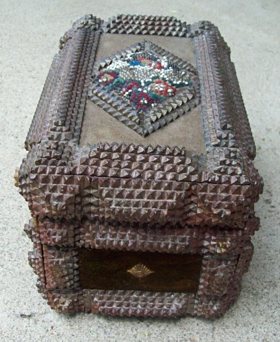 T121 - Antique Tramp Art Chest