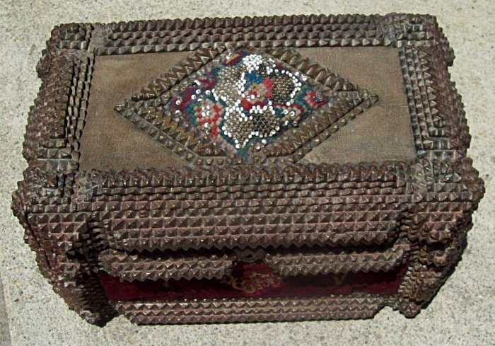 T121 - Antique Tramp Art Chest