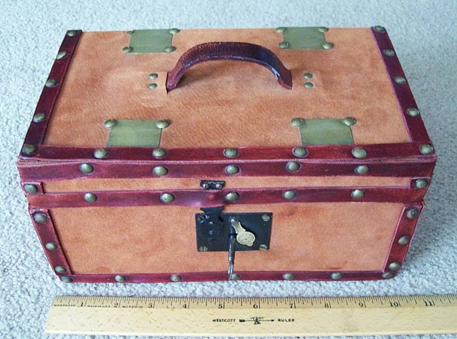 T126 - Leather Covered Document Box 1850's