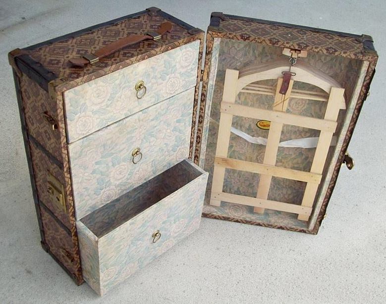 T129 - Rare Large Ornate Doll Wardrobe Trunk - SOLD 12/2021